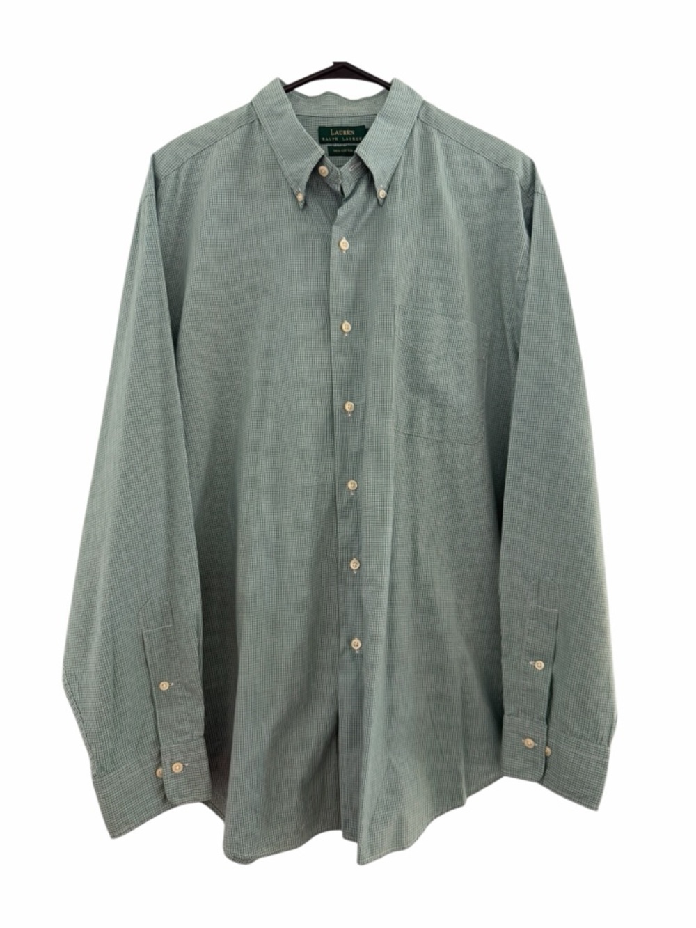Lauren Ralph Lauren Misty Green Button-Down Plaid Shirt